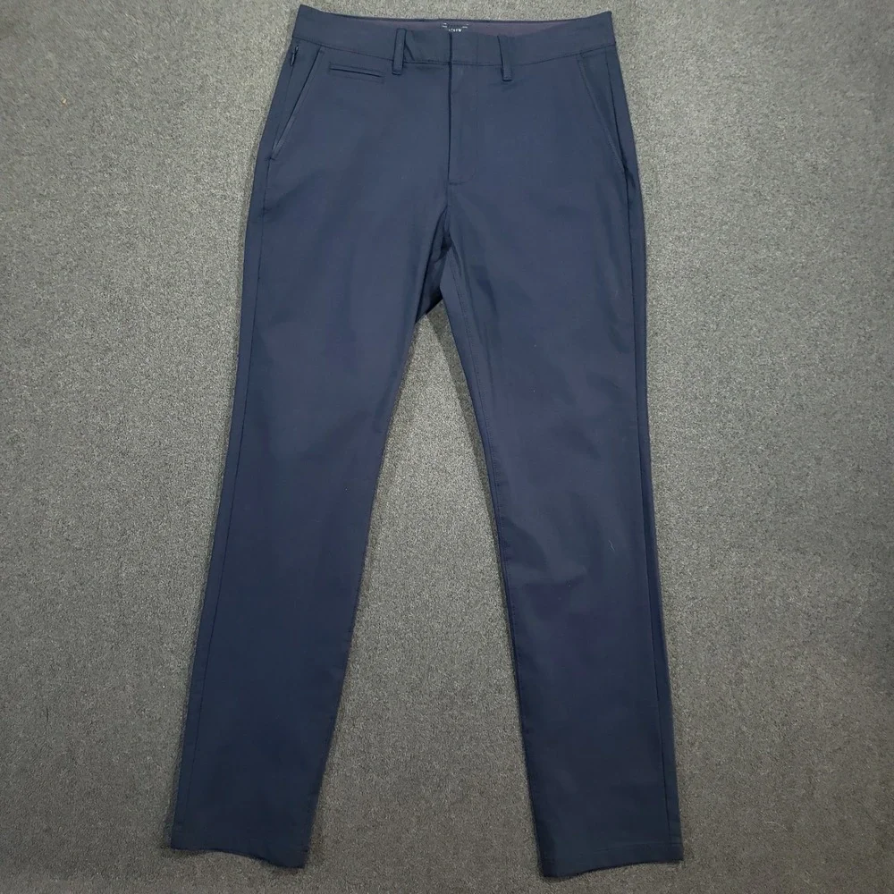 J.CREW Men's 1040 Athletic Fit Tech Pants 30x32 Navy Blue Flat‎ Front NWT